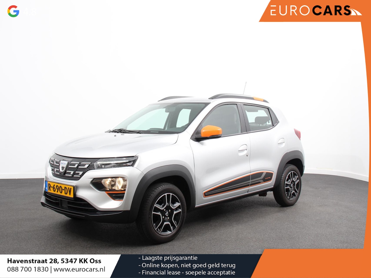 Dacia Spring - Comfort Plus (Orange Pack) 27 kWh Airco Cruise Control Navigatie Camera Licht metalen velg - AutoWereld.nl