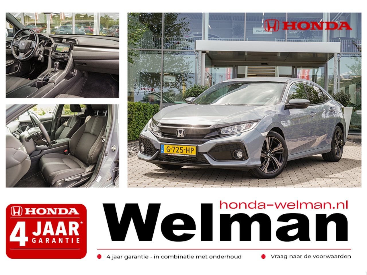 Honda Civic - 1.0i VTEC ELEGANCE TURBO - AUTOMAAT - NAVIGATIE - CAMERA - AutoWereld.nl