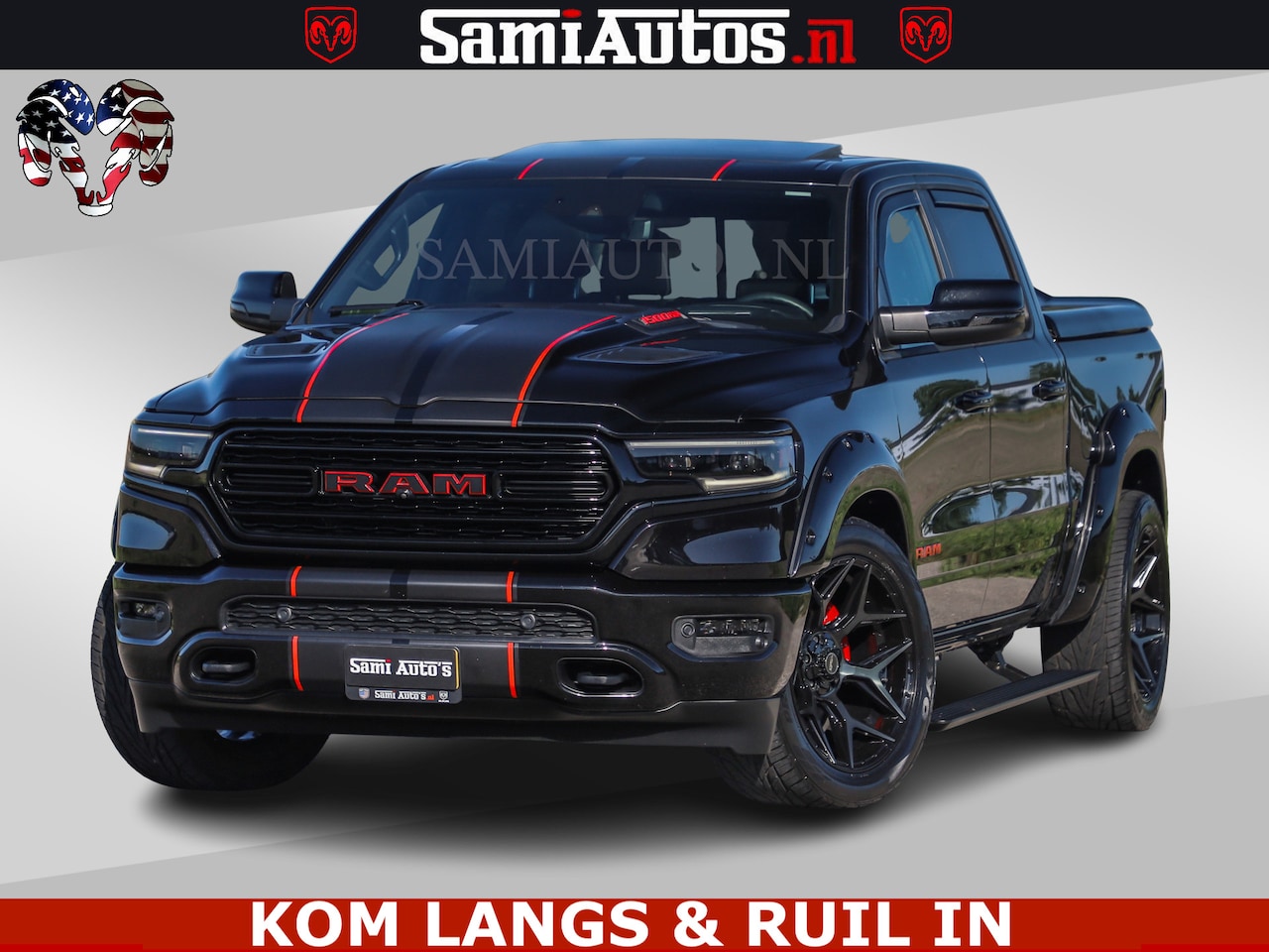 Dodge Ram Pick Up - HULK 5.7 V8 402PK | LIMITED EDITION | HUD | LUCHTVERING | BLACK ON BLACK | STRIPING | WIDE - AutoWereld.nl