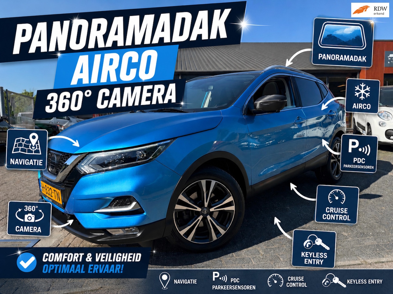 Nissan Qashqai - 1.2 N-Vision / Airco / 360 Camera / Achteruitrijcamera / Navigatie - AutoWereld.nl
