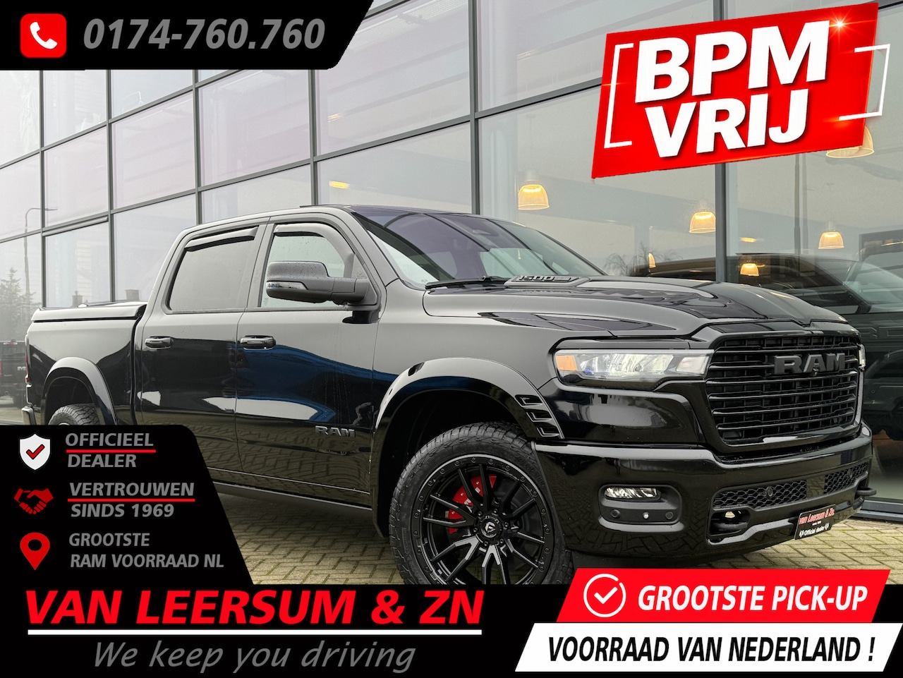 Dodge Ram 1500 - Laramie Night Premium Hurricane | Pano | H&K | 22" | Spatbordverbreders - AutoWereld.nl