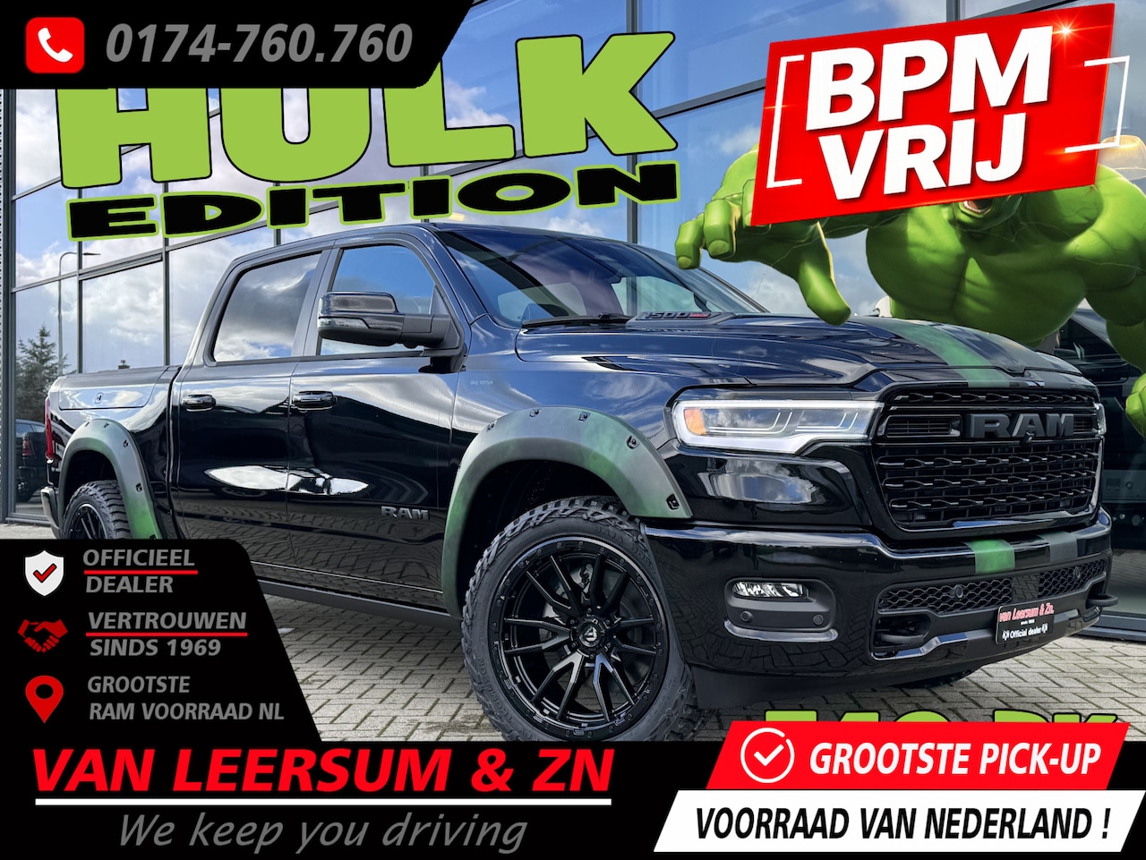 Dodge Ram 1500 - Limited HULK Edition | Pano | H&K | 22" | Flares | Passenger screen - AutoWereld.nl