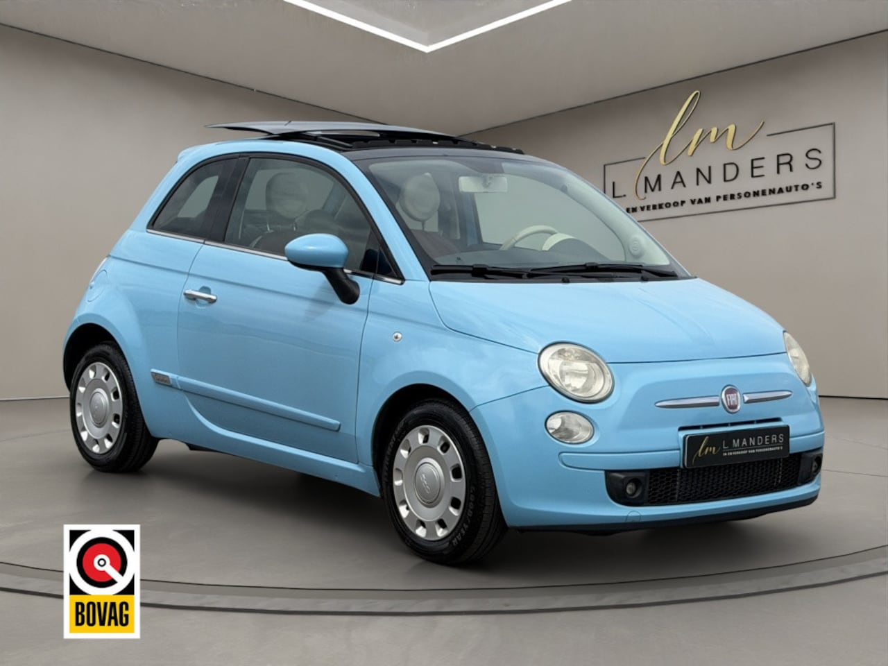 Fiat 500 - 0.9 TwinAir Lounge 2011 BLAUW | Airco | Leder | Schuifdak - AutoWereld.nl