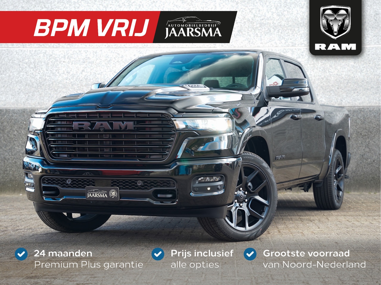 Dodge Ram 1500 - Laramie Night SST Hurricane 420pk |BPM vrij! |Passenger Display | INCL. Trekhaak, cover | - AutoWereld.nl
