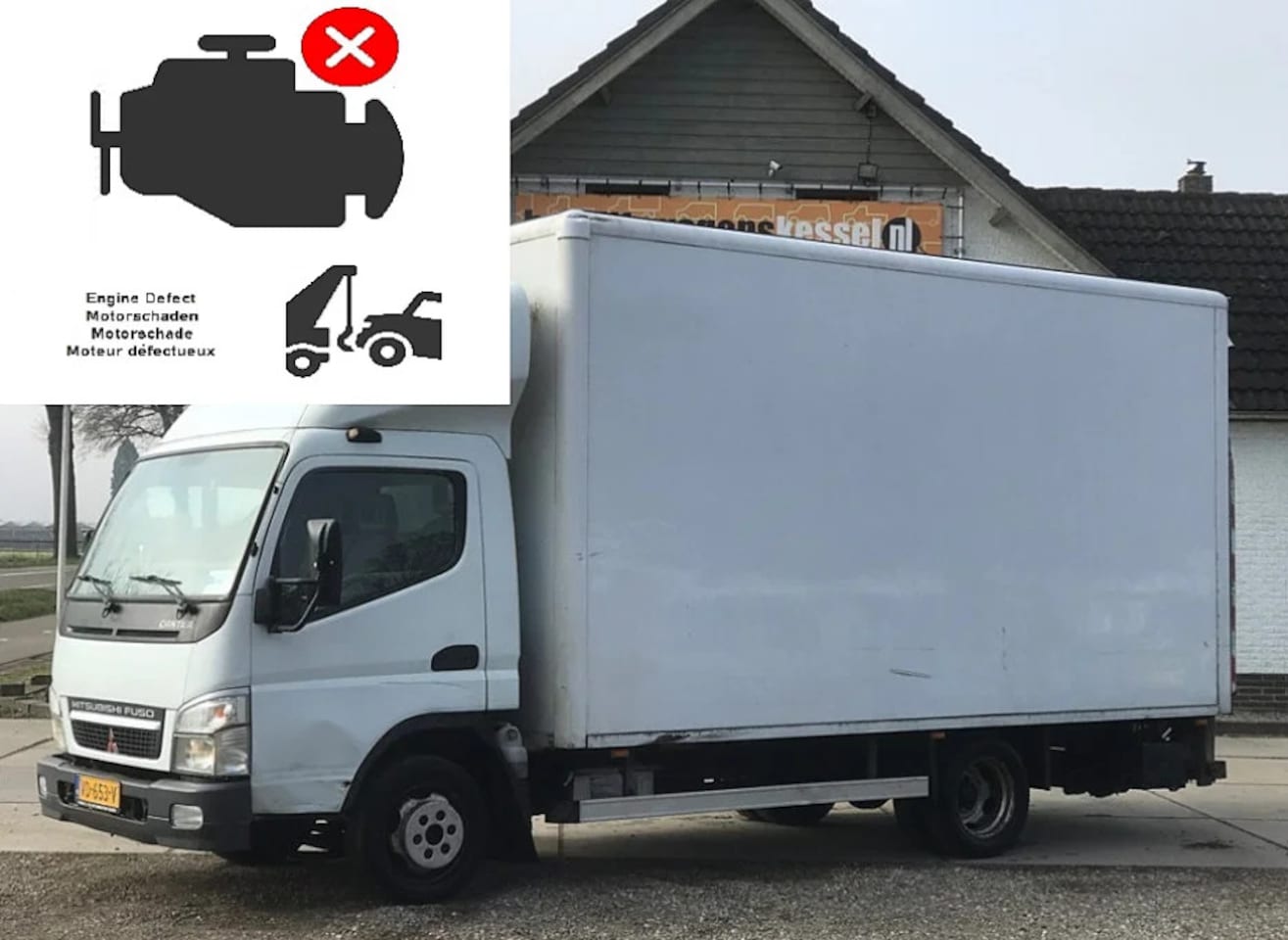 Mitsubishi Canter - 3C13 3.0 DI 92 kW Bakwagen Koffer + klep Motorschade - AutoWereld.nl