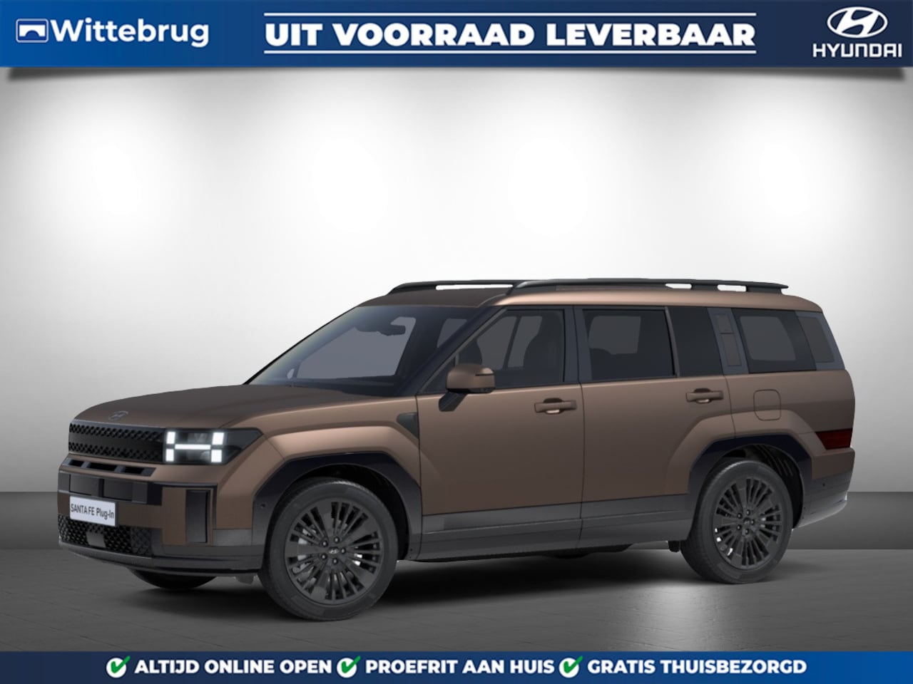 Hyundai Santa Fe - 1.6 T-GDI PHEV Black Line 4WD 7p. Plug-In Hybride automaat met Black Pack, Lederen bekledi - AutoWereld.nl
