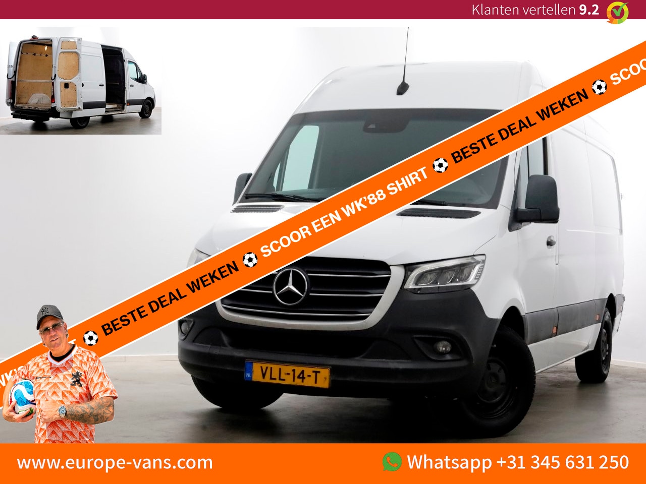 Mercedes-Benz Sprinter - 314 CDI 143pk E6 RWD 7G Automaat L2H2 LED/Airco/Navi 09-2018 - AutoWereld.nl
