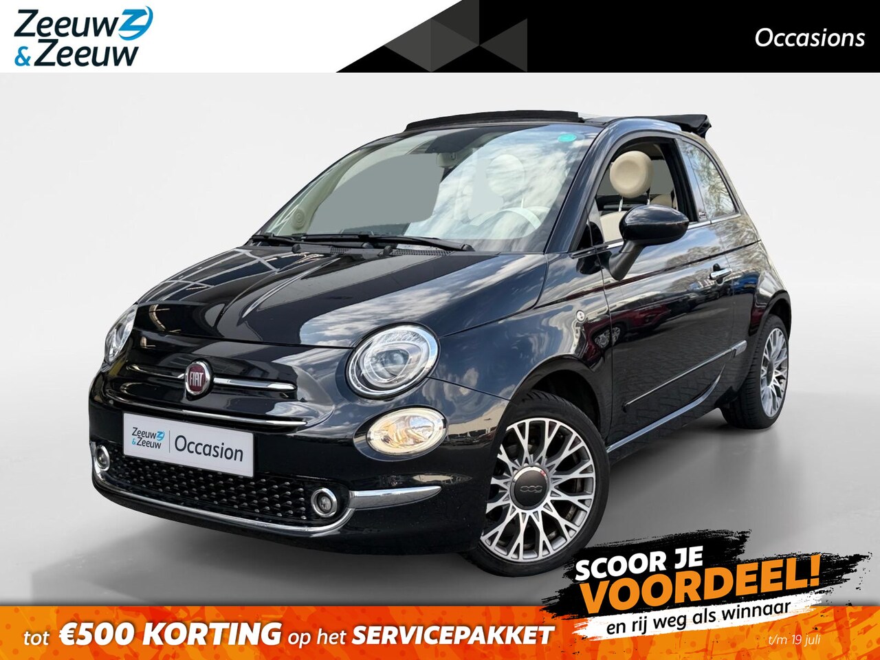 Fiat 500 C - 0.9 TwinAir Turbo Lounge | Cabrio | CruiseControl | NAVI | Parkeersensoren! | 12 maanden g - AutoWereld.nl