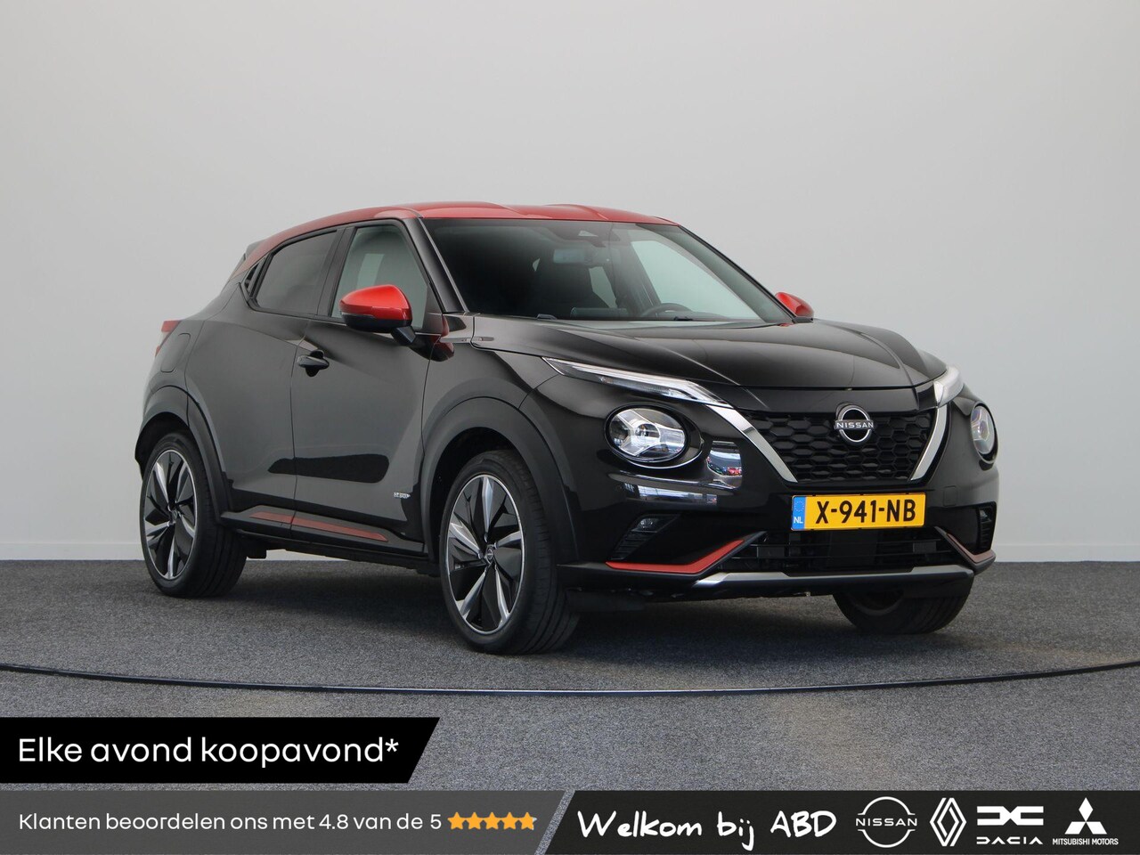 Nissan Juke - 1.6 Hybrid N-Design | Two Tone lak | Half leder | Navigatie | Climate control | Achteruitr - AutoWereld.nl