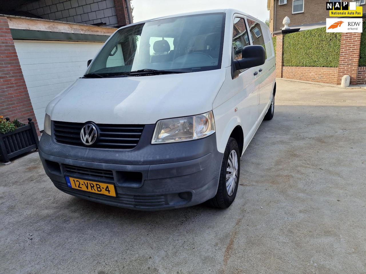 Volkswagen Transporter - 2.5 TDI lang bj 2008 dubbelcabine dubbel schuifdeuren airco elect. ramen inruil mogelijk - AutoWereld.nl