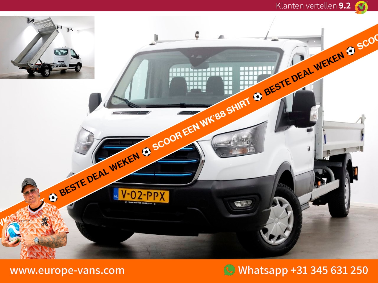 Ford E-Transit - 350 68 kWh Trend WLTP Range 317km 100% Electrisch Kipper SOH 98% 12-2023 - AutoWereld.nl