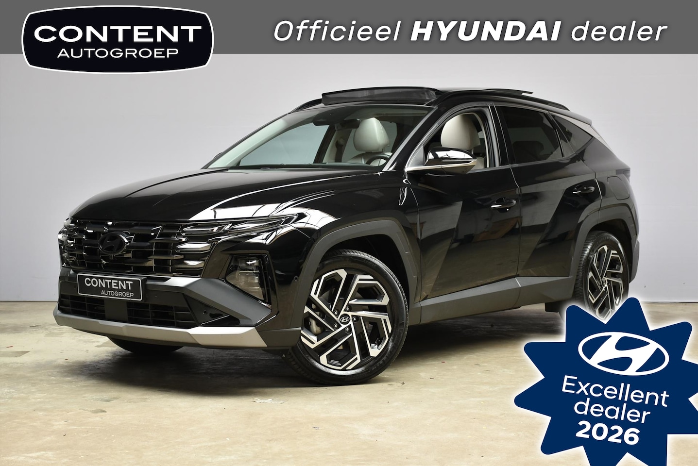 Hyundai Tucson - 1.6 HEV Aut Premium Sky | Navi | Beige Leder | Climate - AutoWereld.nl