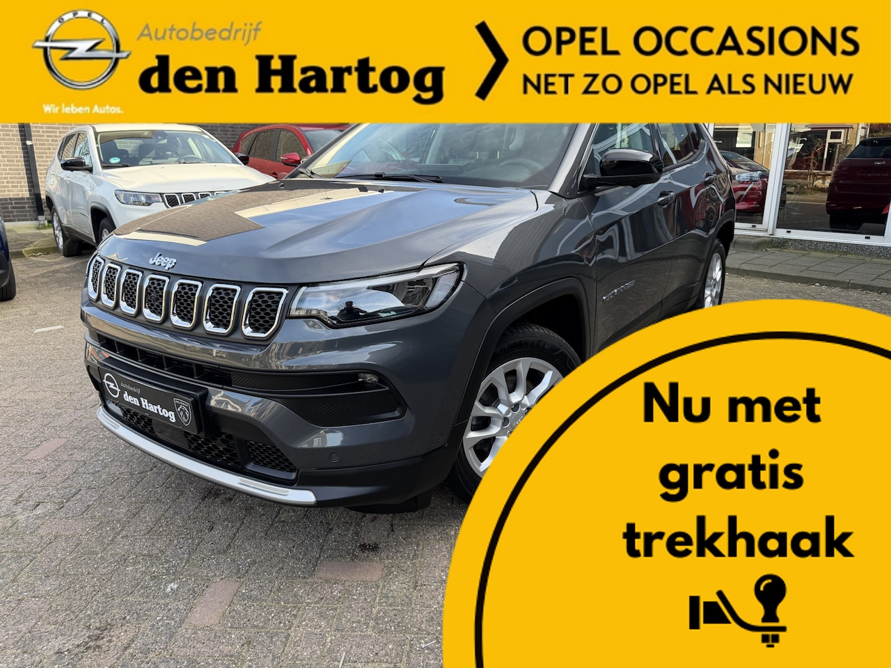 Jeep Compass - 1.5T e-Hybrid Altitude 1450KG trekgewicht/Stoel+stuur verwarming. - AutoWereld.nl