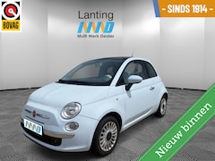 Fiat 500 - 1.2 4 cilinder Lounge, pano dak, airco, baby blauw