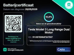 Tesla Model 3 - Long-Range AWD 351pk 75 kWh FACELIFT 92.9% SoH [ WARMTEPOMP+ENHANCED AUTOPILOT+19 INCH ]