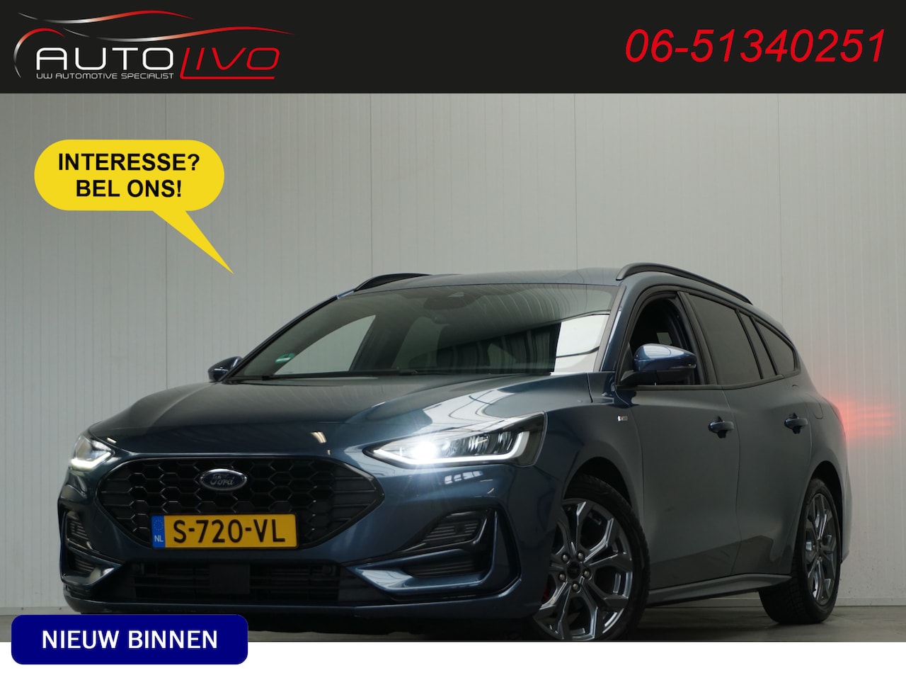 Ford Focus Wagon - 1.0 EcoBoost Hybrid ST Line X 155 PK! AUTOMAAT! B&O G. NAVI WINTERPAKKET TREKHAAK etc. - AutoWereld.nl