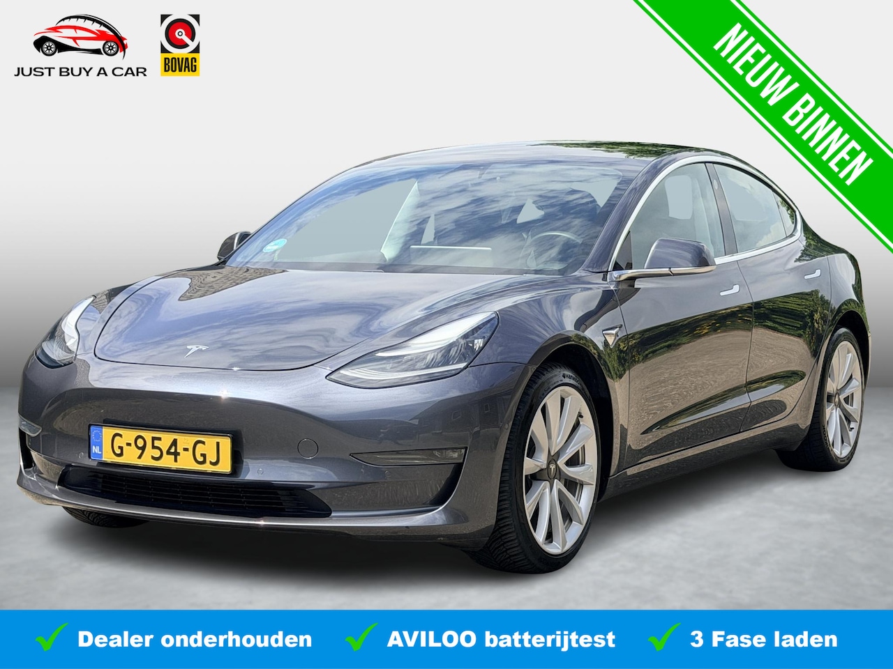Tesla Model 3 - Long Range RWD Long Range AWD 75 kWh SOH 89,5% / lichtmetalen velgen 19" (€ 1.700) / Panoramadak / Memory - AutoWereld.nl