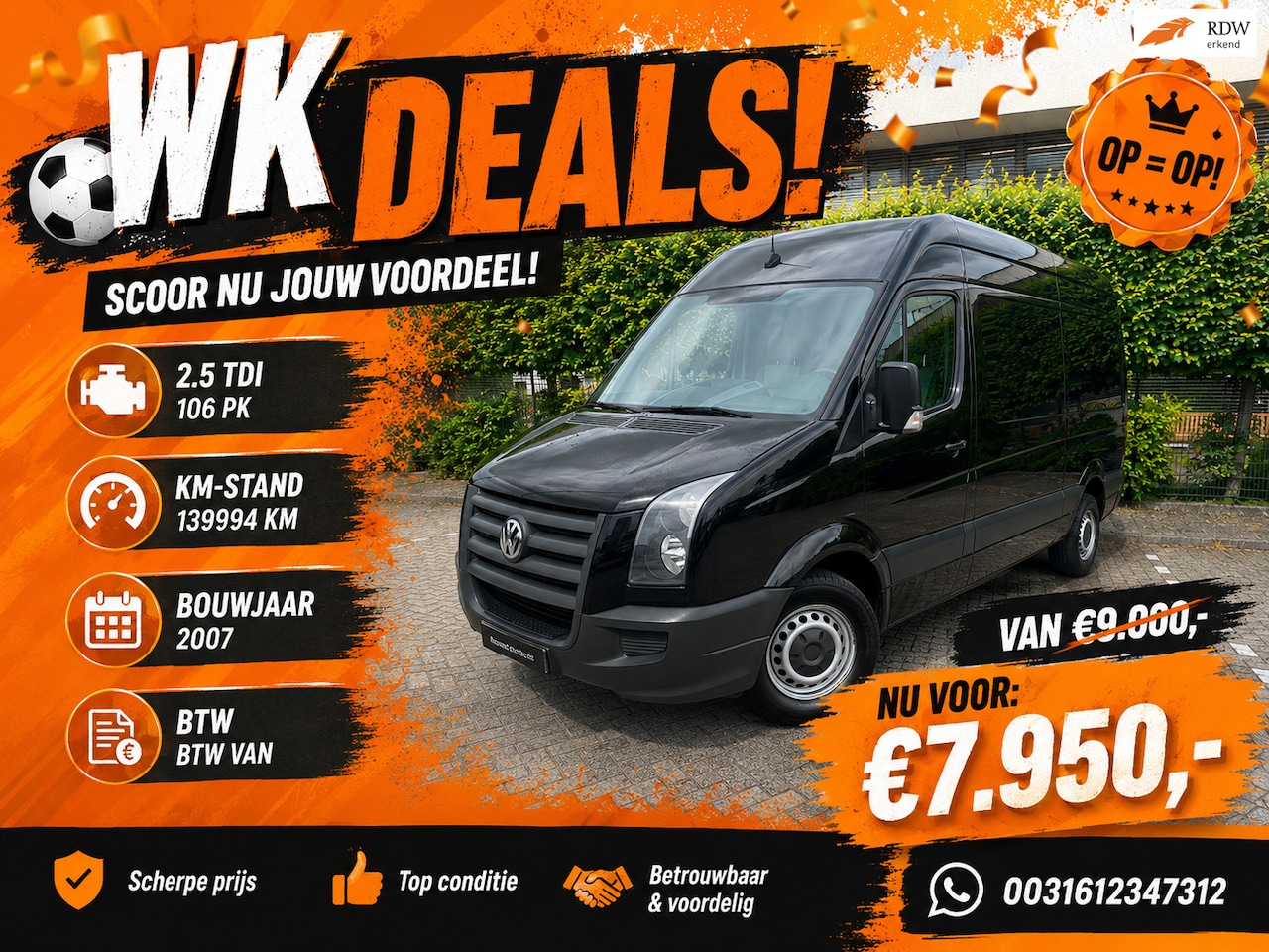 Volkswagen Crafter - 35 2.5 TDI L2H2 NAP AIRCO 3 PERSOON TREKHAAK SCHUIFDEUR NETTE AUTO RIJDT SCHAKELT GOED - AutoWereld.nl