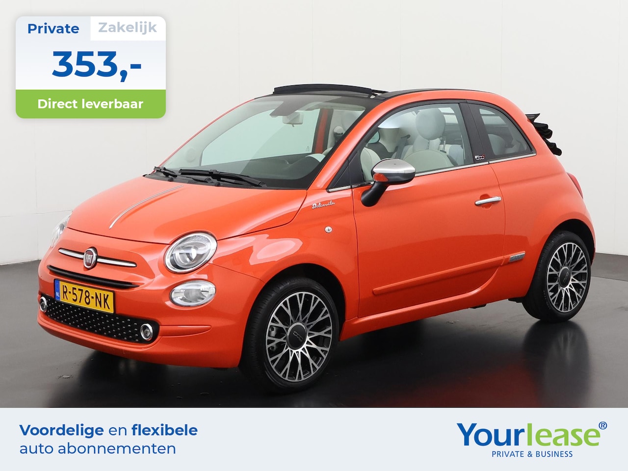 Fiat 500 C - 1.0 Hybrid Selezione Arancia | All-in 353,- Private Lease | Direct uit voorraad - AutoWereld.nl