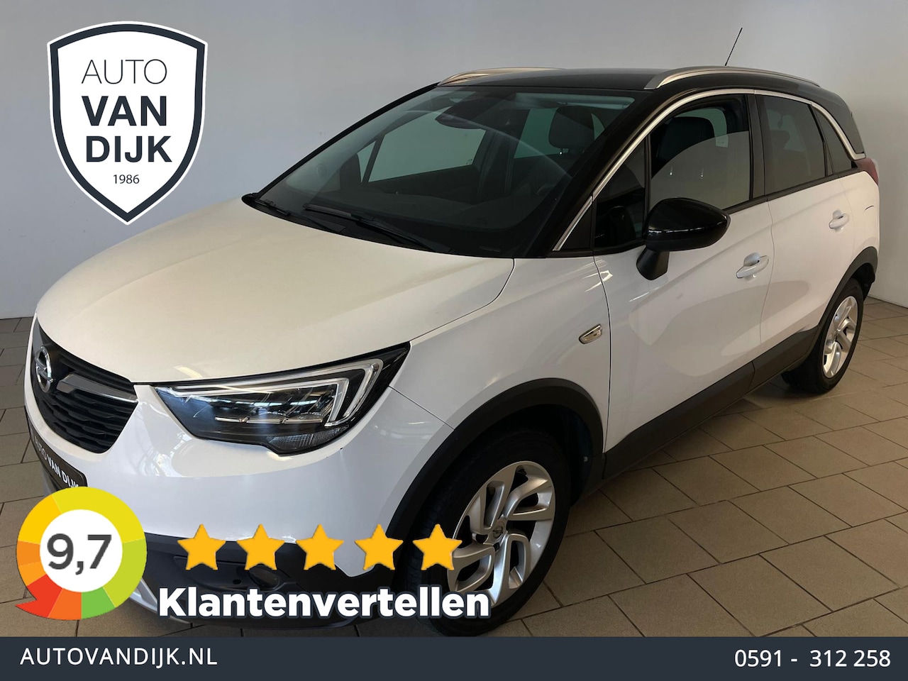 Opel Crossland X - 1.2 Turbo Innovation AIRCO NAVI VIA APP CRUISE APPLE CARPLAY CENT VERG VELGEN ZWART DAK LA - AutoWereld.nl