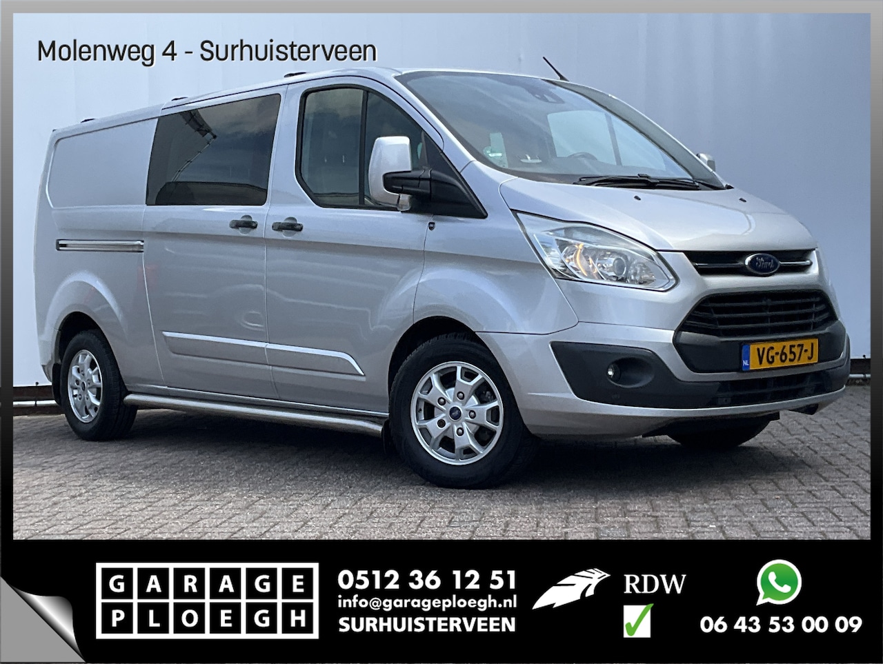 Ford Transit Custom - 5-Pers 290 2.2 TDCI L2H1 Limited DC Marge Trekhaak Cruise Camera Leer Orig.NL Voll.Onderho - AutoWereld.nl