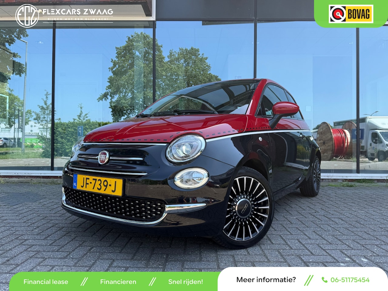 Fiat 500 - 0.9 TwinAir Turbo Lounge Bi Colore - Media - Airco - 16” lmv - Org.NL - AutoWereld.nl