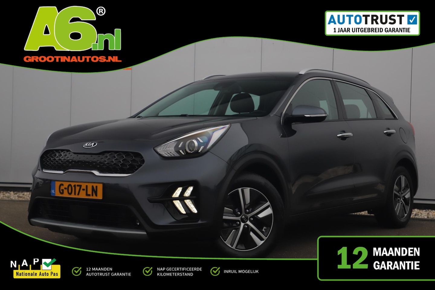 Kia Niro - 1.6 GDi Hybrid DynamicLine 140PK Automaat Half Leder Navigatie Camera Adaptive Cruise Clim - AutoWereld.nl