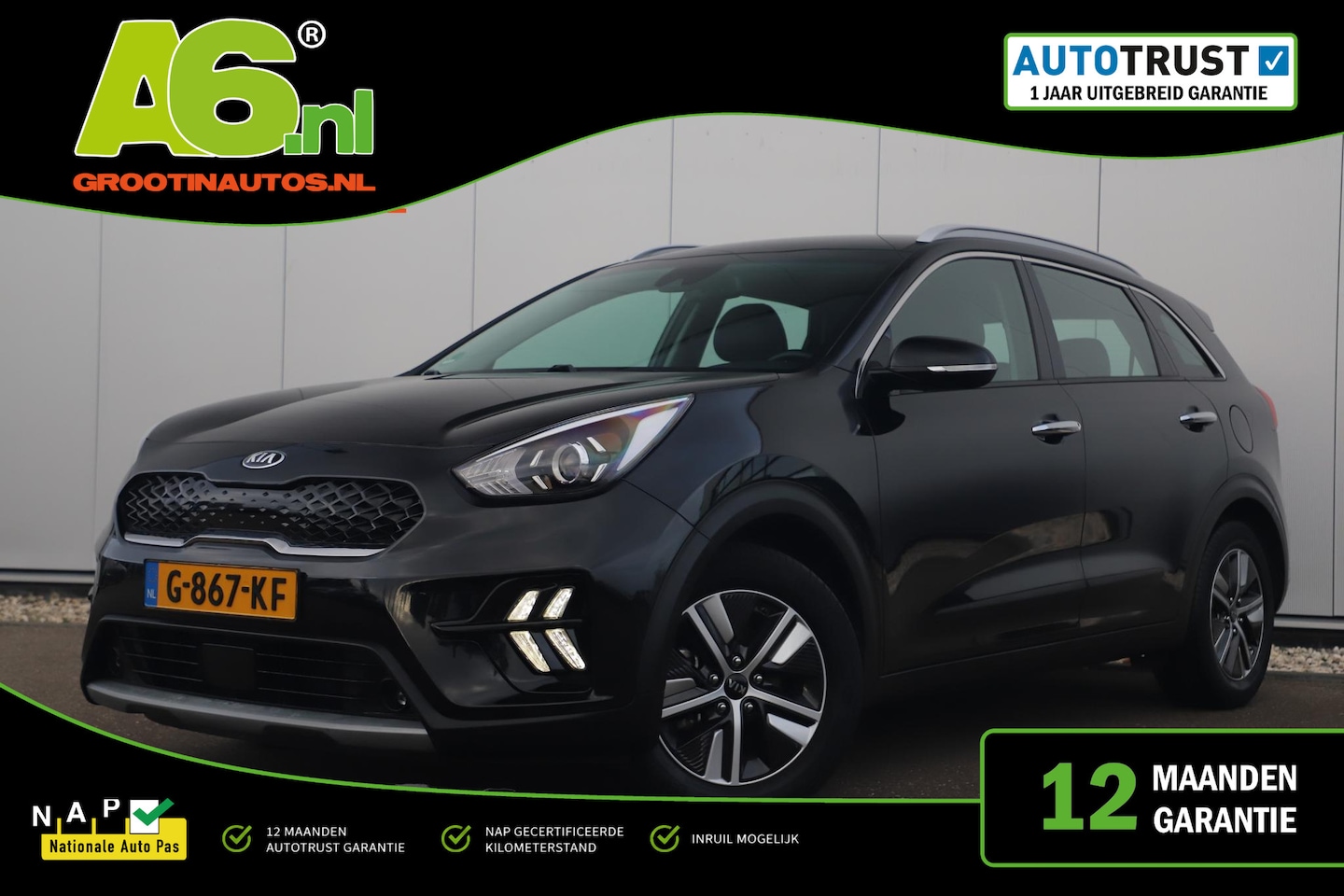 Kia Niro - 1.6 GDi Hybrid DynamicLine 140PK Automaat Half Leder Navigatie Camera Adaptive Cruise Lane - AutoWereld.nl