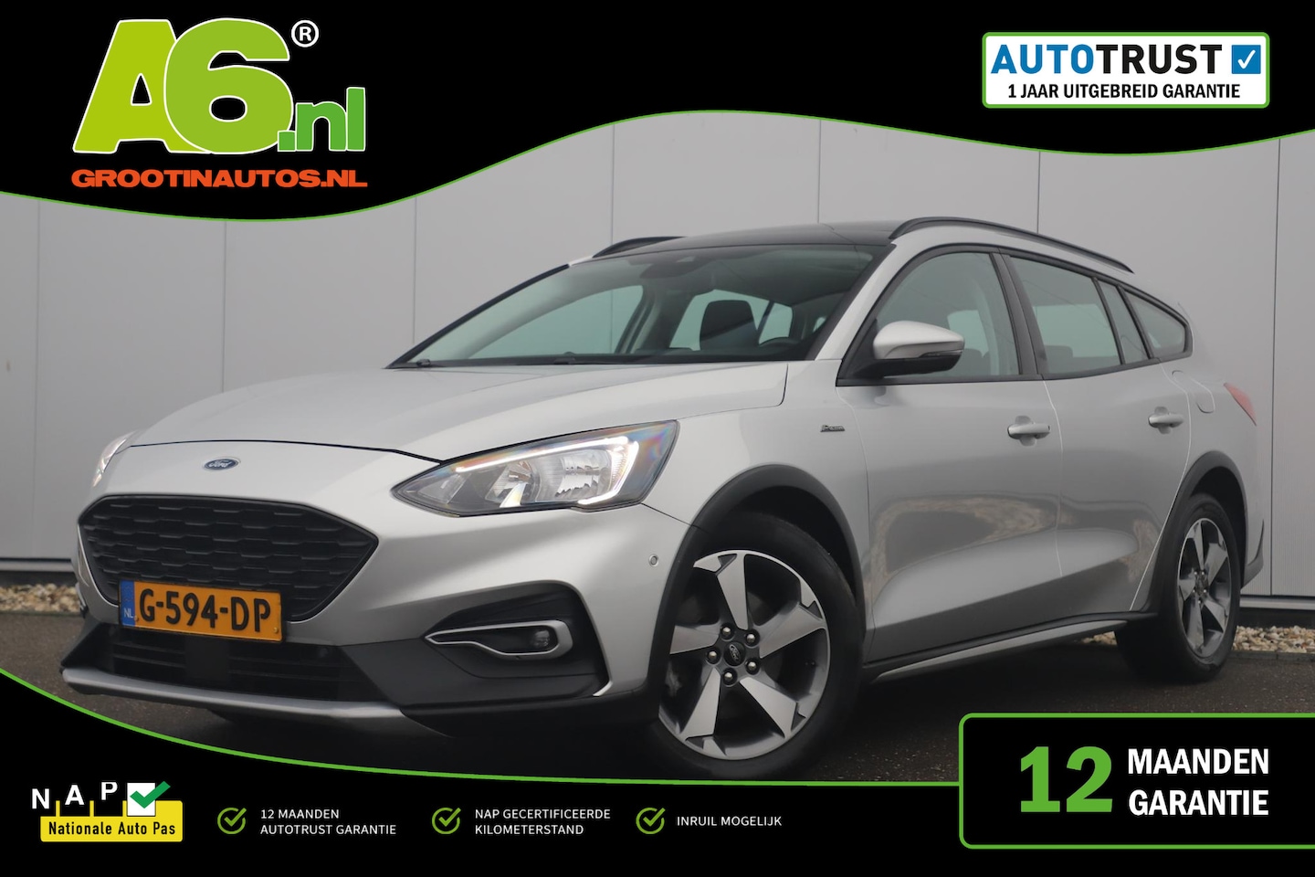 Ford Focus Wagon - 1.5 EcoBlue Active Business Panoramadak 17 inch LMV Navigatie Carplay Android LED Achterui - AutoWereld.nl