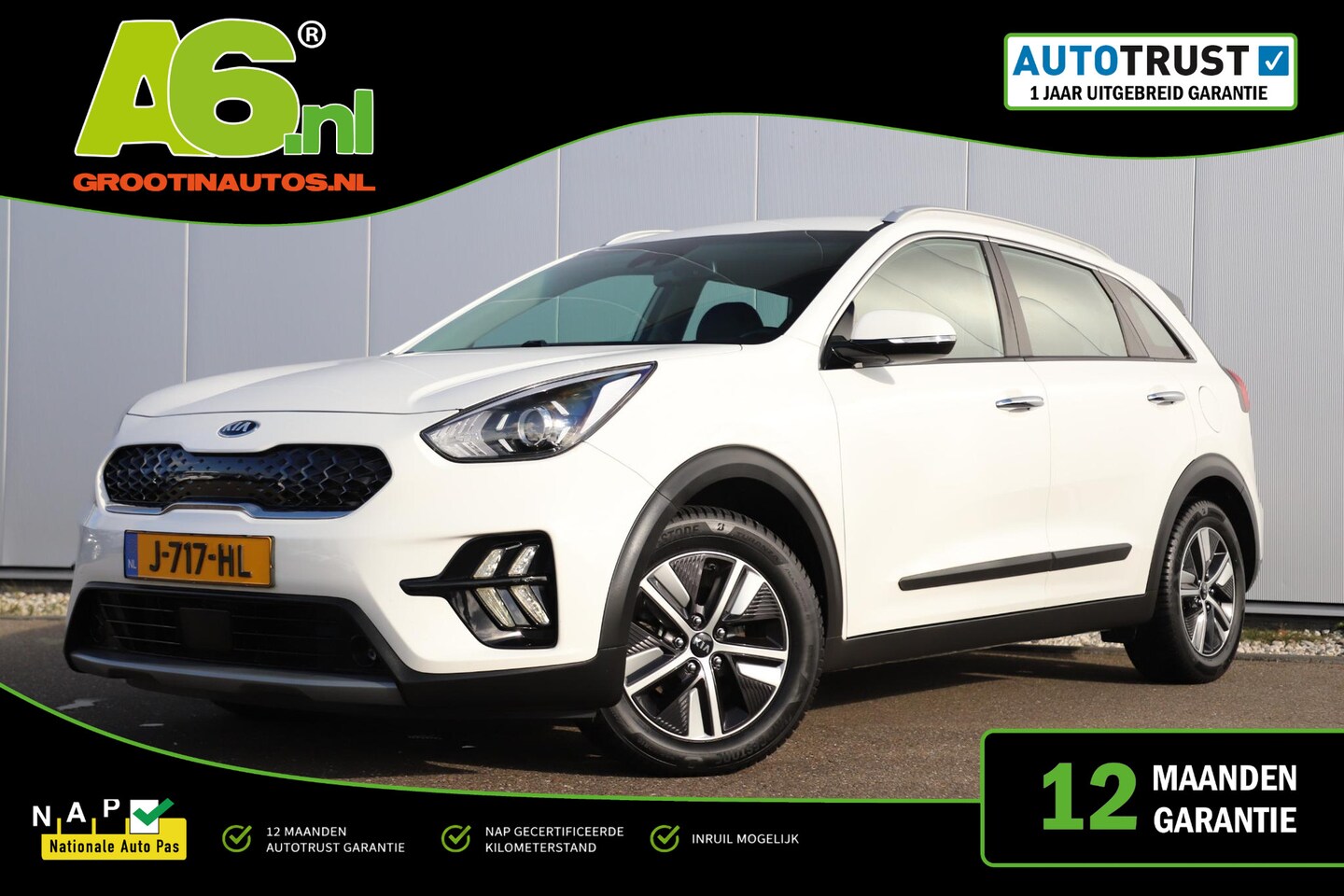 Kia Niro - 1.6 GDi Hybrid DynamicLine Half Leder Carplay Android Navigatie Achteruitrijcamera Climate - AutoWereld.nl