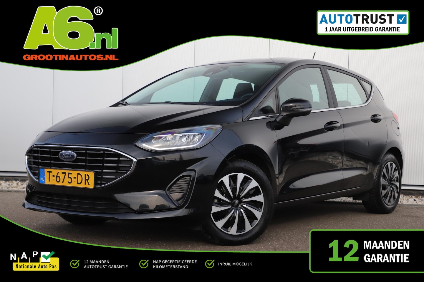 Ford Fiesta - 1.0 EcoBoost Hybrid Titanium Navigatie LED Carplay Android Climate Cruise Control Rijstroo - AutoWereld.nl