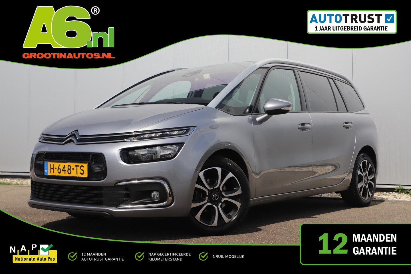 Citroën Grand C4 SpaceTourer - 1.2 PureTech Business 7p 7 Persoons Navigatie Achteruitrijcamera Clima Cruise Getint Glas - AutoWereld.nl