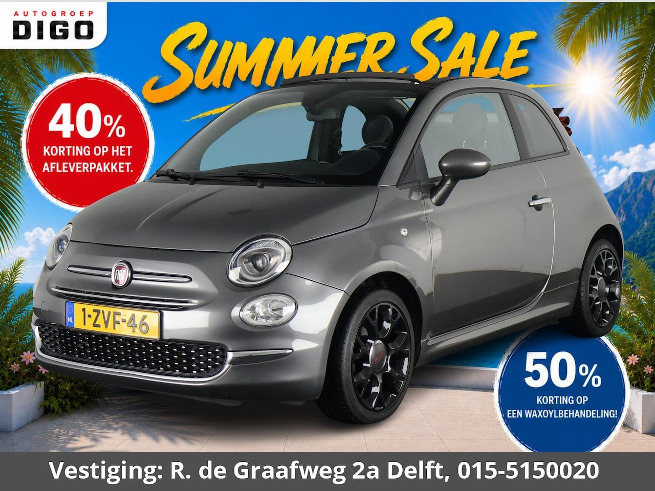 Fiat 500 C - 0.9 TwinAir Turbo 500S Cabrio | Climate Control | Sportstoelen Half Leder | Lichtmetalen v - AutoWereld.nl