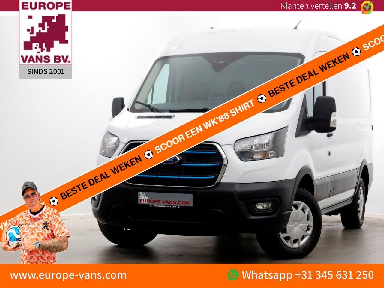 Ford E-Transit - 350 L2H2 68 kWh Trend WLTP Range 317km 100% Elektrisch SOH 98,6% 05-2023 - AutoWereld.nl
