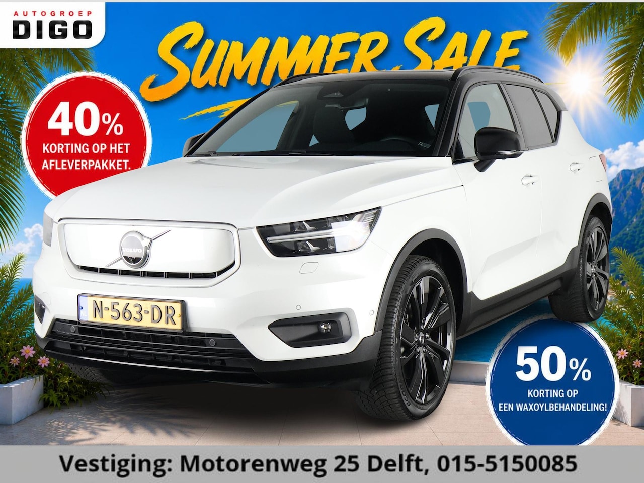 Volvo XC40 - RECHARGE TWIN PRO AWD SOD ACCU 93% GARANTIE 9-2031 SCHUIF/ PANORAMADAK. WARMTEPOMP. DIGITA - AutoWereld.nl