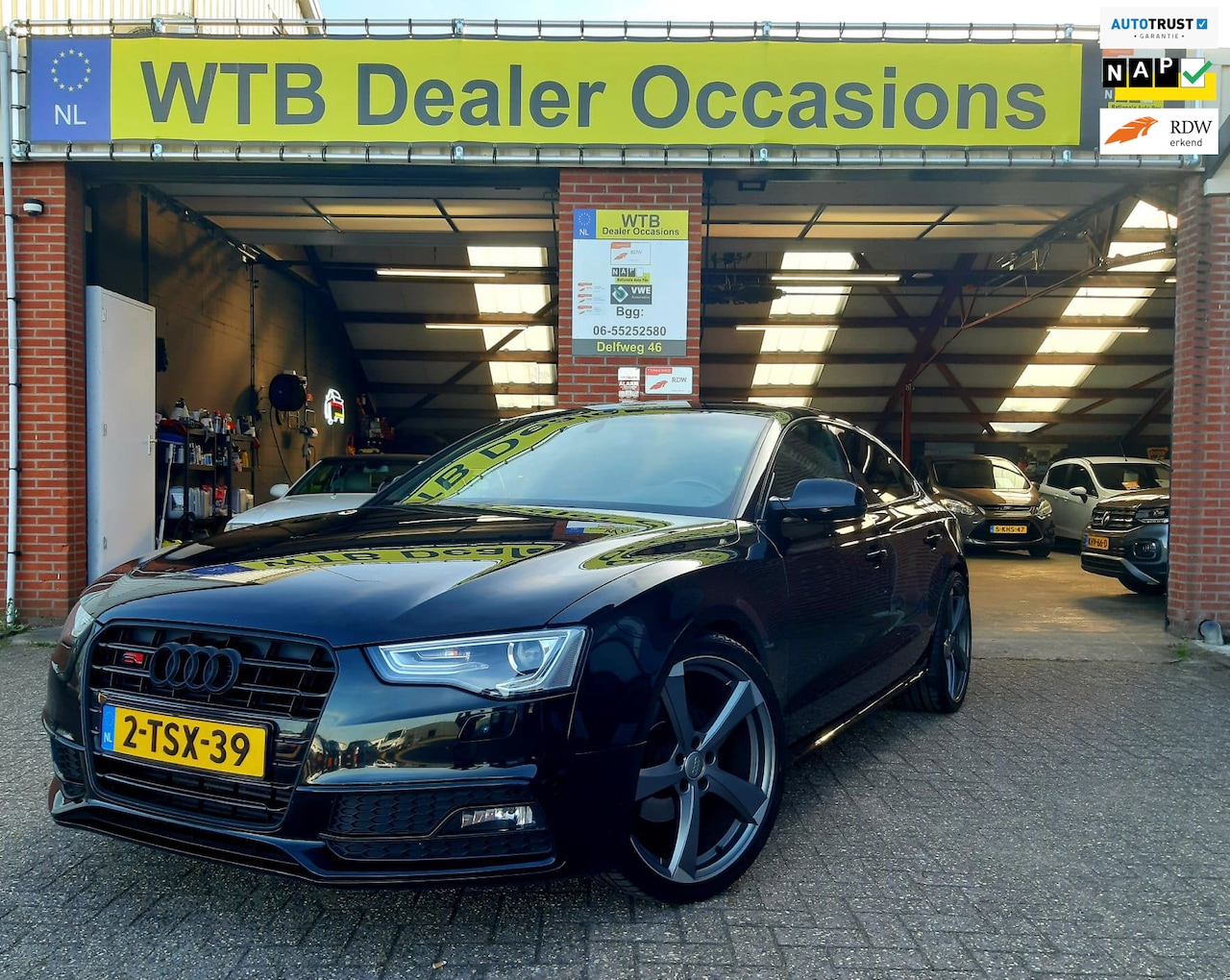 Audi A5 Sportback - 1.8 TFSI Sport Edition 1.8 TFSI SportEdition, S-Line, Black-Black, Dealer o.h., 2e.Eig, Audi Sport velgen (275-30 - AutoWereld.nl