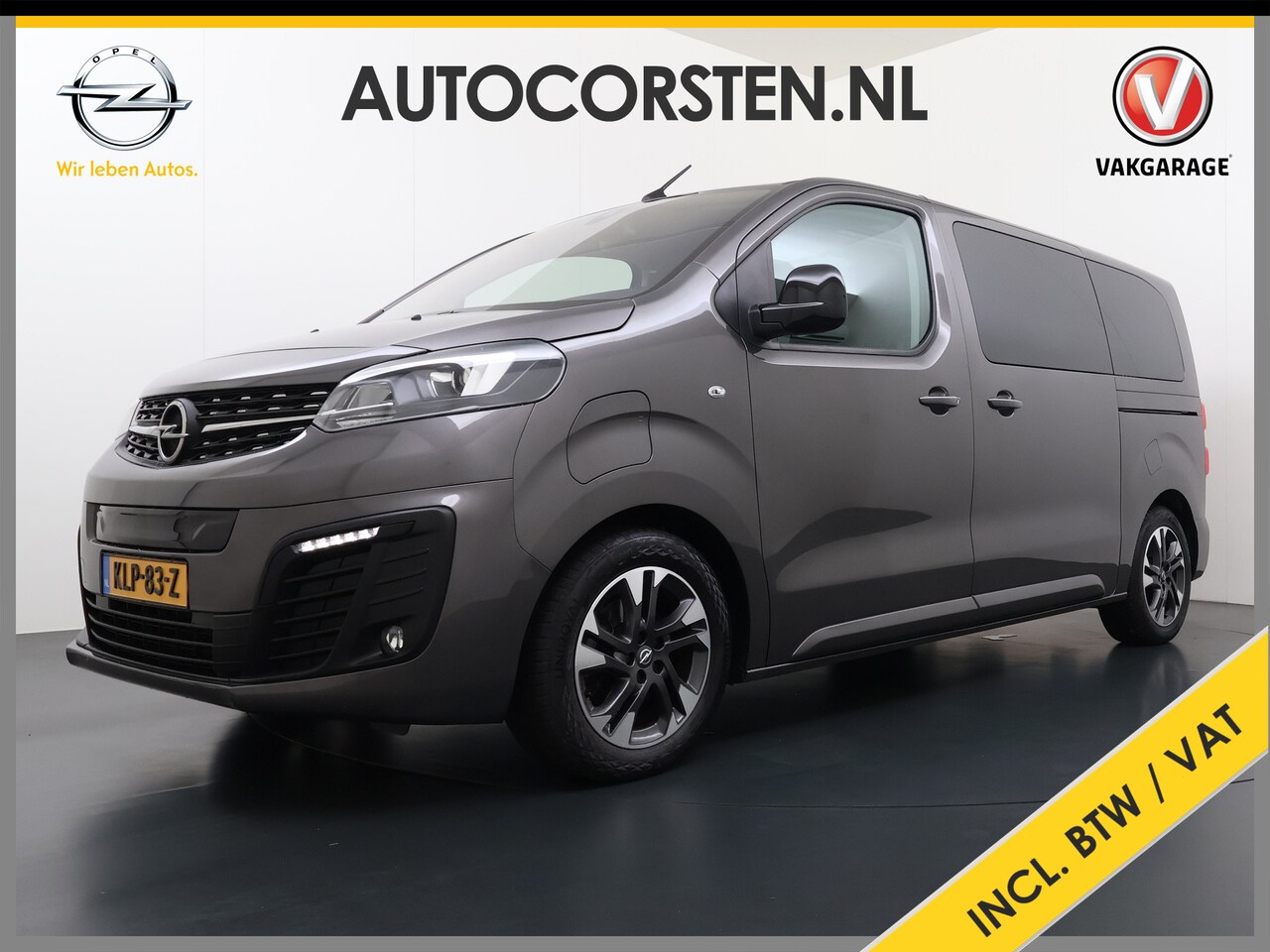Opel Vivaro Combi Electric - 8-Persoons L2 75kWh Leder Panoramadak 2X Elek.Schuifdeur Trekhaak 360°Camera Stoelverwarmi - AutoWereld.nl