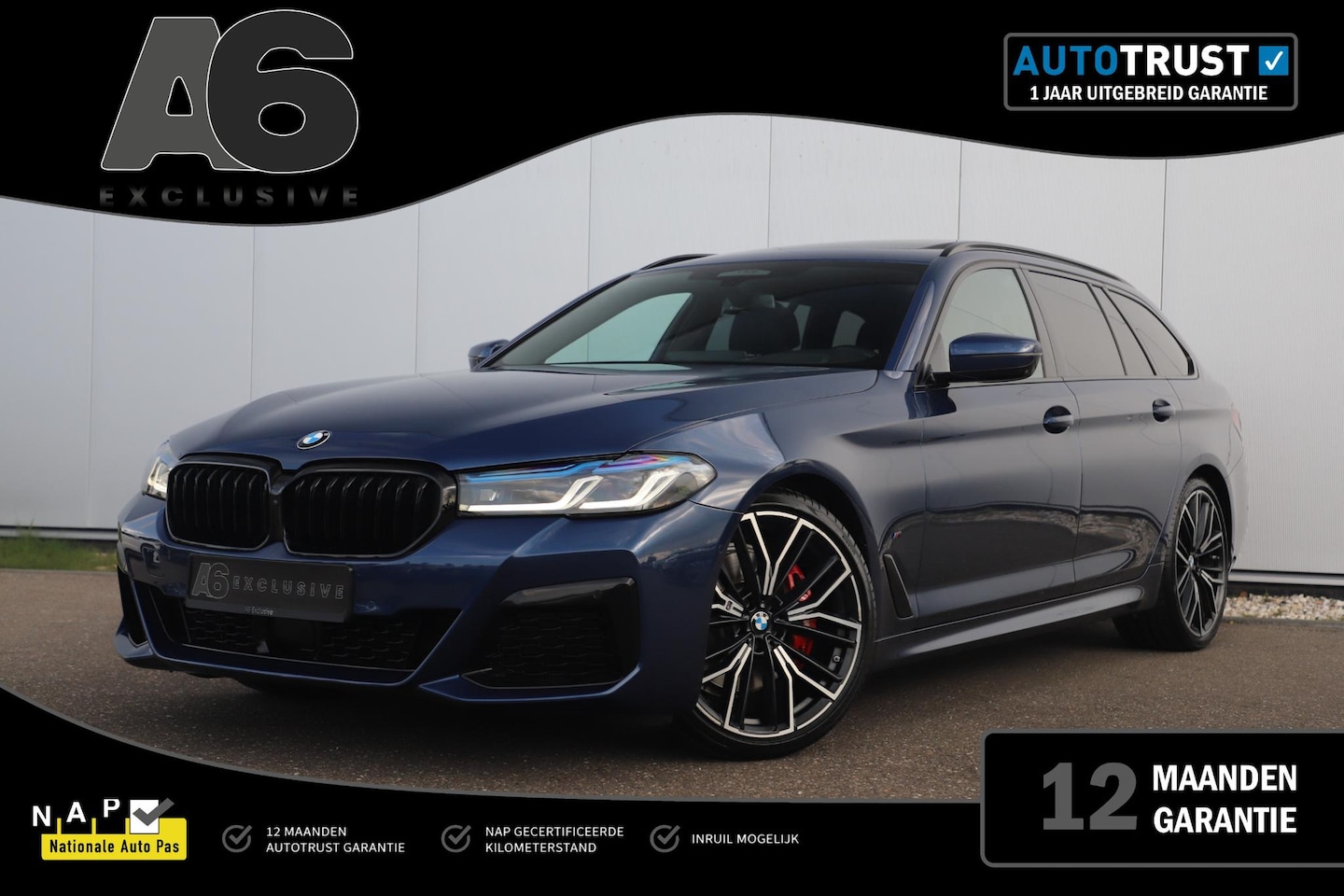 BMW 5-serie Touring - 530i High Executive 252PK M Sport Laser LED Panoramadak Harman Kardon Wegklapbare Trekhaak - AutoWereld.nl