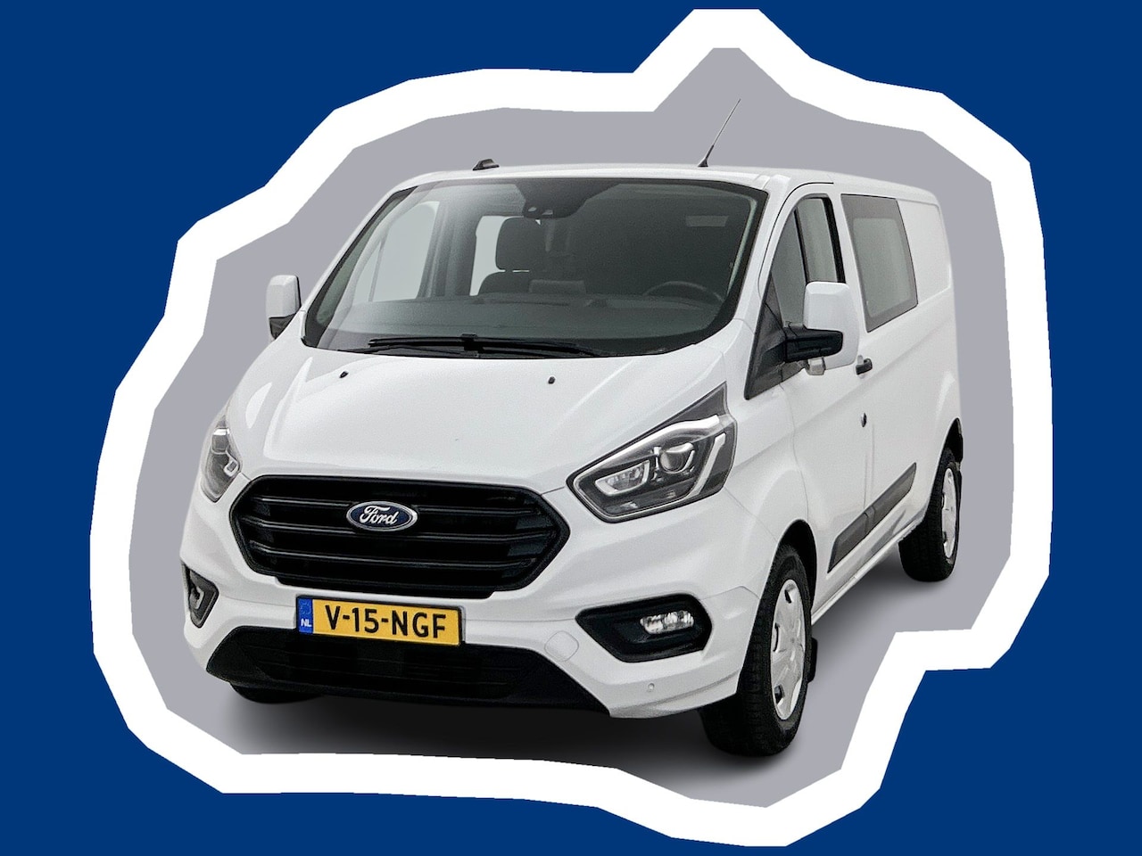 Ford Transit Custom - 320 2.0 TDCI L2H1 Limited DC 130pk Automaat Navigatie Dubbele cabine Stoelverwarming Trekh - AutoWereld.nl