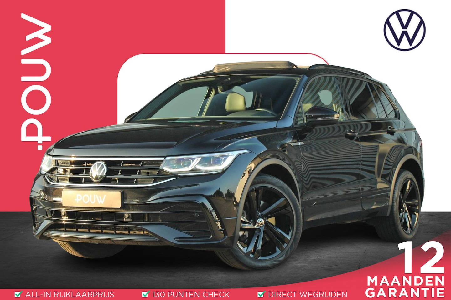 Volkswagen Tiguan - 2.0 TSI 190pk DSG 4Motion R-Line Black | Trekgewicht 2.500KG | Leder | Panoramadak | - AutoWereld.nl