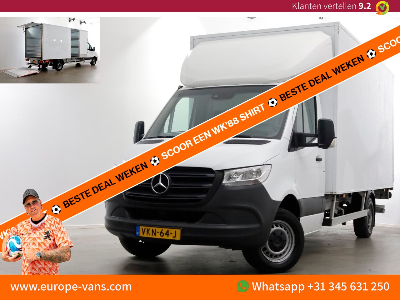 Mercedes-Benz Sprinter - 314 CDI 143pk E6 Bakwagen met laadklep en zijdeur L440cm 1020kg laadverm. 06-2021 - AutoWereld.nl