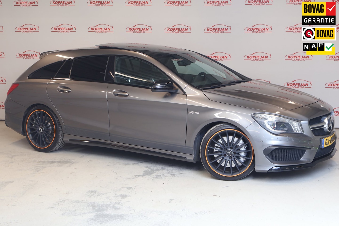 Mercedes-Benz CLA-klasse Shooting Brake - 45 AMG 4MATIC OrangeArt Edition ORG NL, Pano, kuipstoelen, camera - AutoWereld.nl