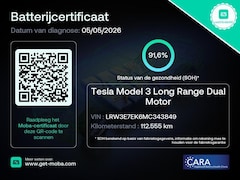 Tesla Model 3 - Long-Range AWD 351pk 75 kWh 91.6% SoH FACELIFT [ WIT LEDER+WARMTEPOMP+AUTOPILOT ]