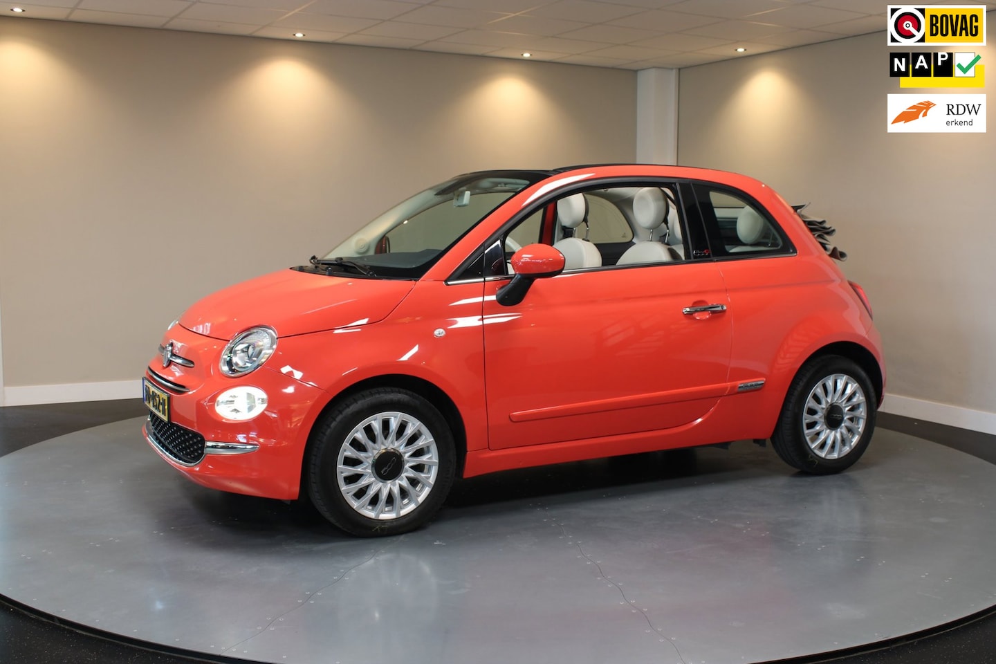Fiat 500 C - 0.9 TwinAir Turbo Lounge *Rosso Corallo* 2de Eigenaar|Navi|Cruise|DAB|BT|NAP - AutoWereld.nl