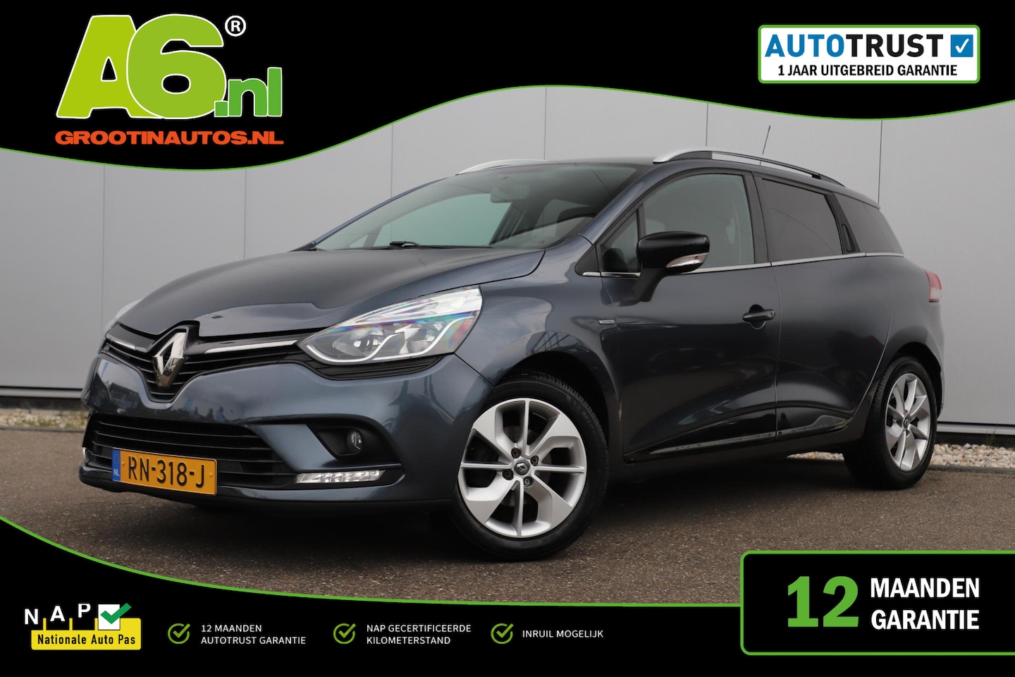 Renault Clio Estate - 0.9 TCe Limited Navigatie Airco Cruise Bluetooth Parkeersensor 16 inch LMV LED - AutoWereld.nl