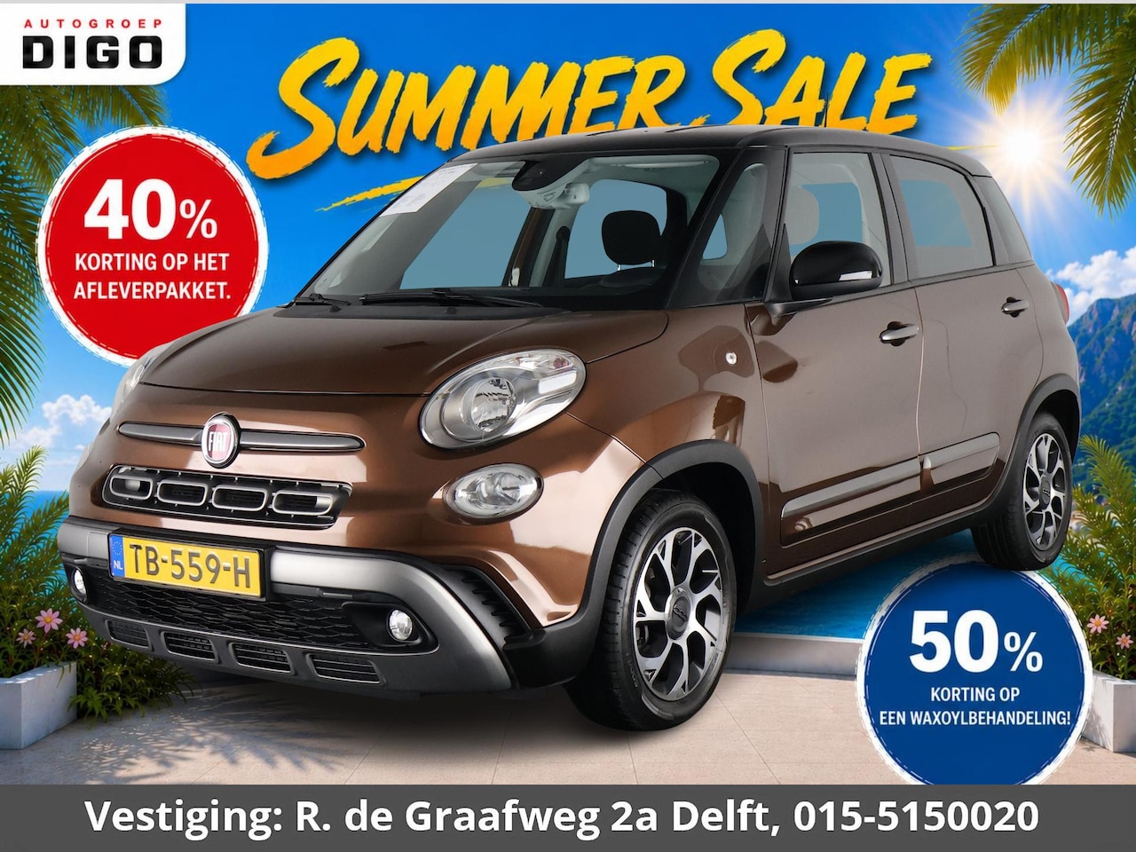 Fiat 500 L - 0.9 TwinAir Cross Bicolore | Pack Smart | Traction + | Navigatie | Climate Control | - AutoWereld.nl