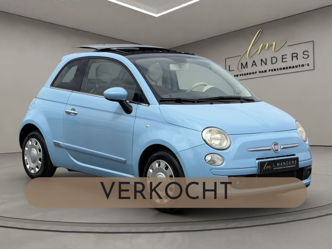 Fiat 500 - 0.9 TwinAir Lounge 2011 BLAUW | Airco | Leder | Schuifdak - AutoWereld.nl