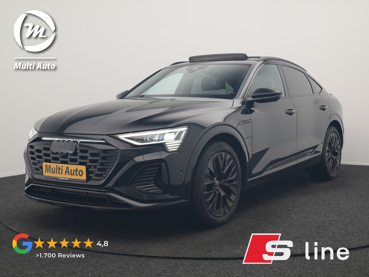 Audi Q8 Sportback e-tron - 55 quattro 2x S Line 114 kWh 408pk Dealer O.H. | Luchtvering | Panodak | Head Up | 360 Cam - AutoWereld.nl