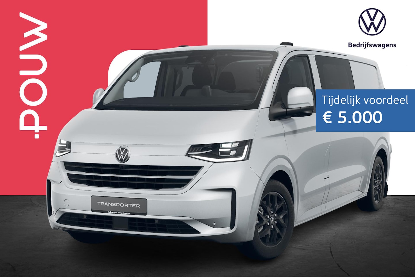 Volkswagen e-Transporter - Dubbele Cabine 32 L2H1 286pk 71 kWh | Navigatie | 17" Velgen - AutoWereld.nl