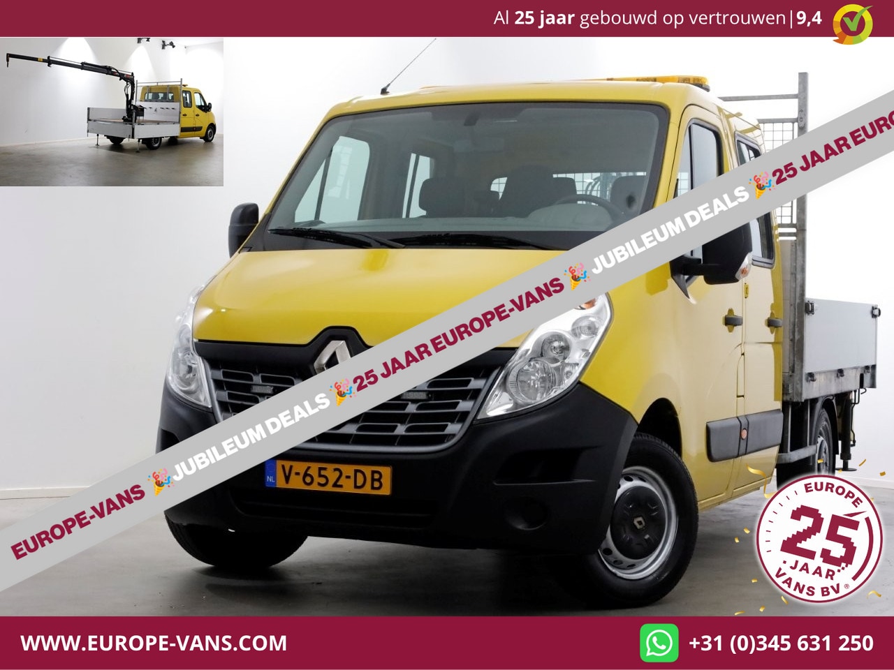 Renault Master - T35 2.3 dCi 130pk E6 L2H1 D.C. Open Laadbak + HIAB 013T Kraan 12-2016 - AutoWereld.nl